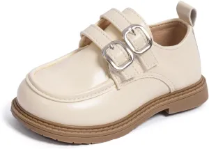 ISINSER Toddler Boys Girls Classic Dress Shoes Little Kid PU Leather Comfort Rubble Sole Oxford School Uniform Wedding Flats
