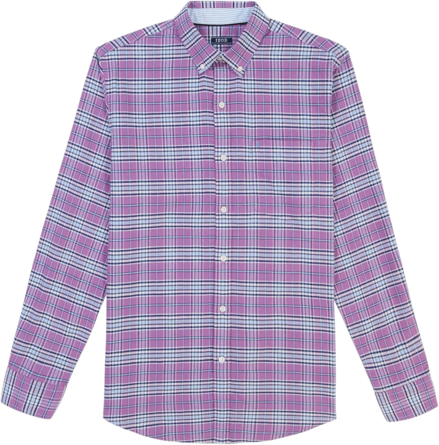 IZOD Men's Dress Shirt Classic Fit Pinpoint Oxford Long Sleeve All Over Stretch Button Down Collar