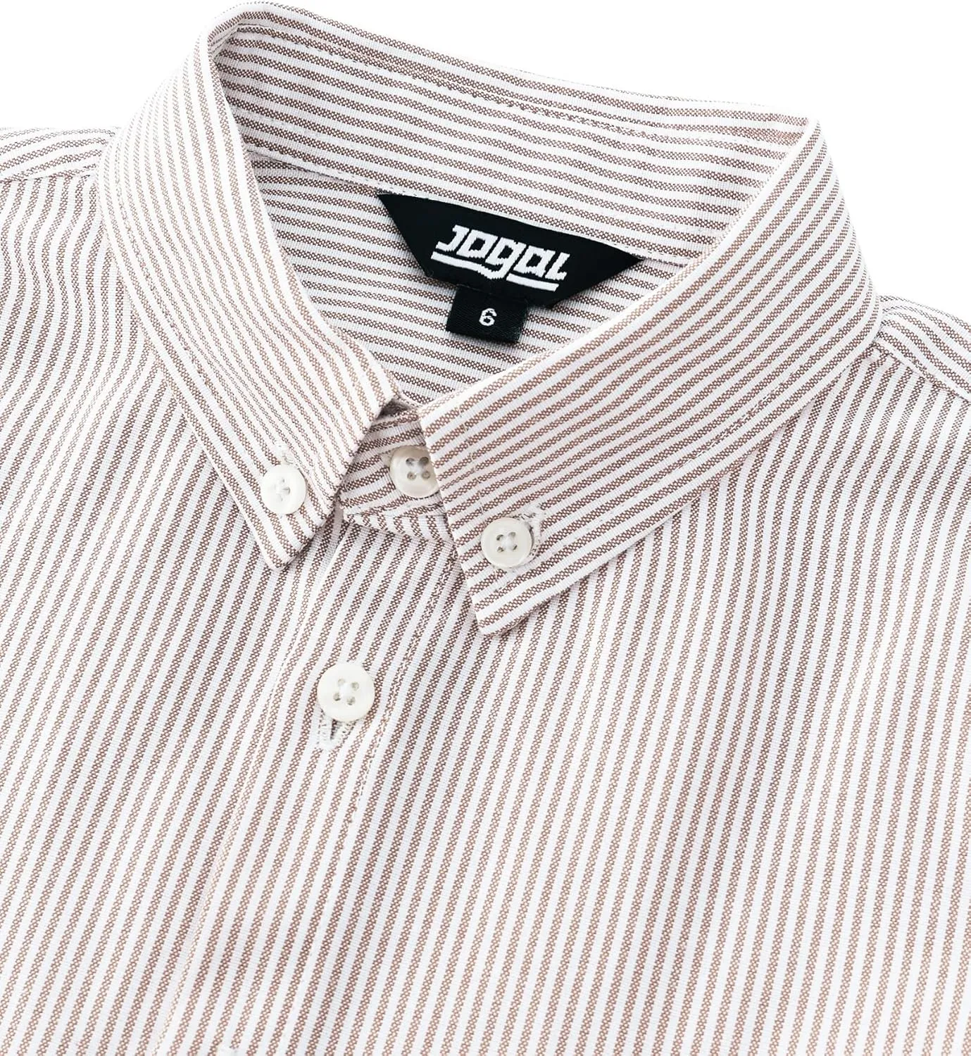 JOGAL Boys Long Sleeve Oxford Dress Shirts Casual Button Down Shirts Striped Tops for 6-14 Years
