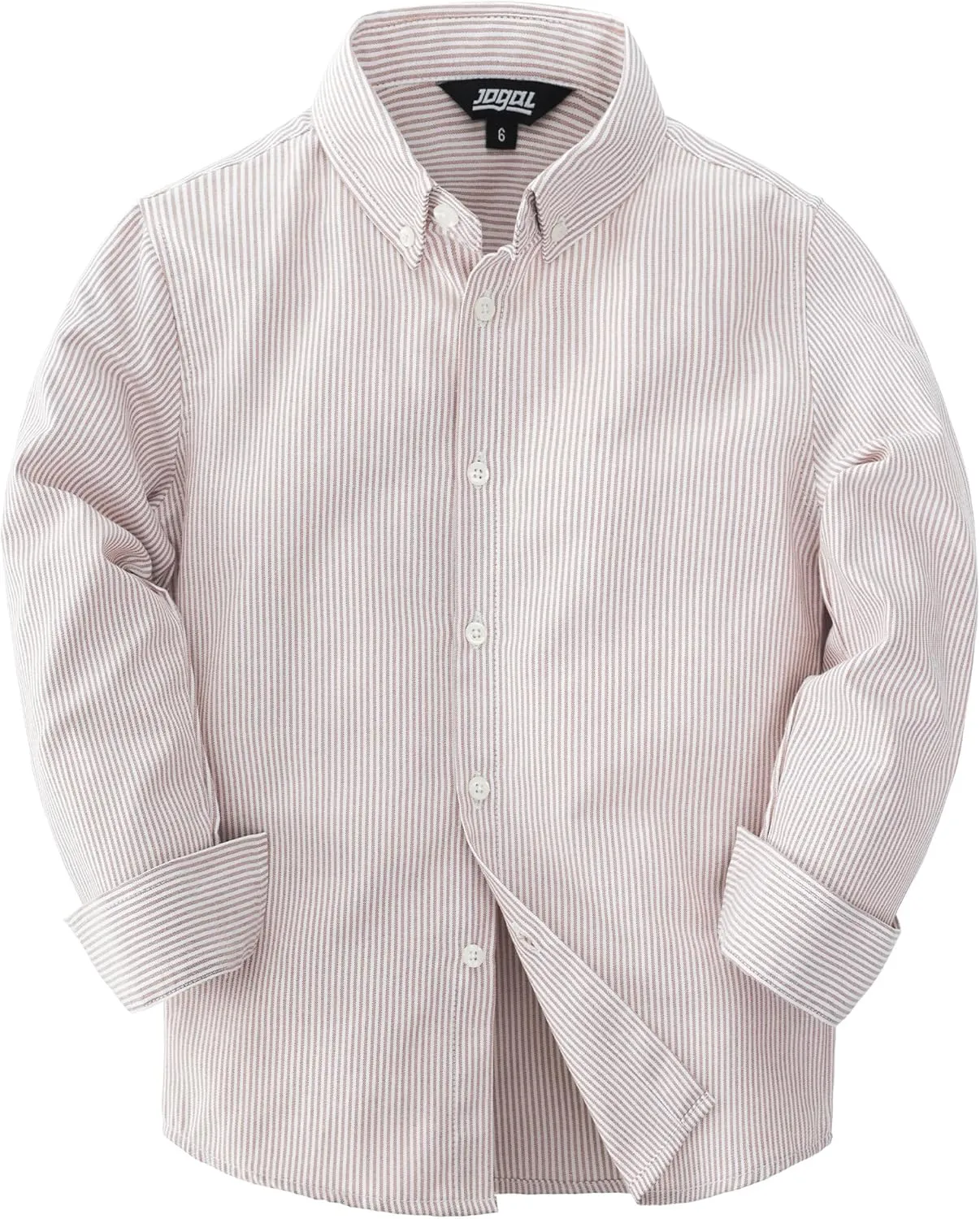 JOGAL Boys Long Sleeve Oxford Dress Shirts Casual Button Down Shirts Striped Tops for 6-14 Years