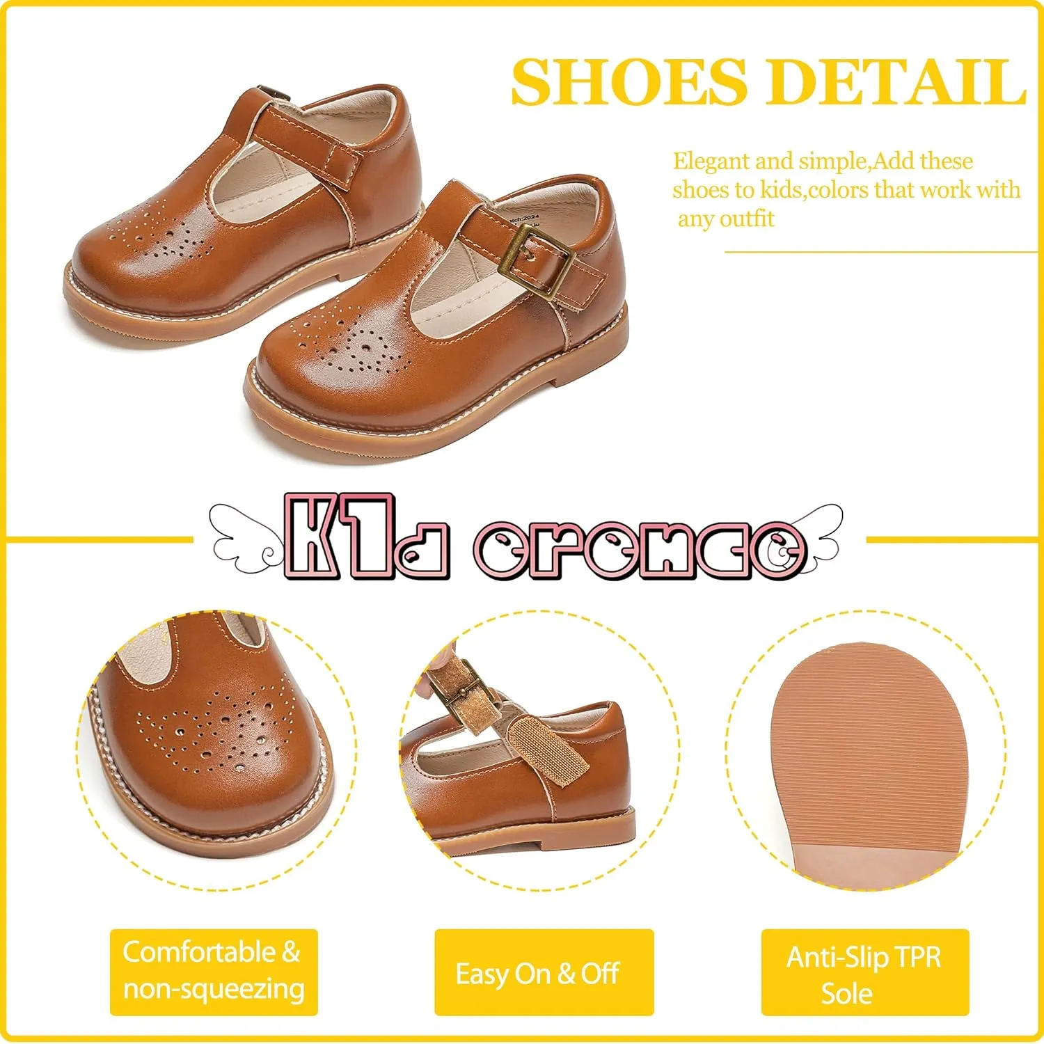 Kiderence Toddler Little Girls Mary Jane Dress Shoes School Oxford for Girls Flats