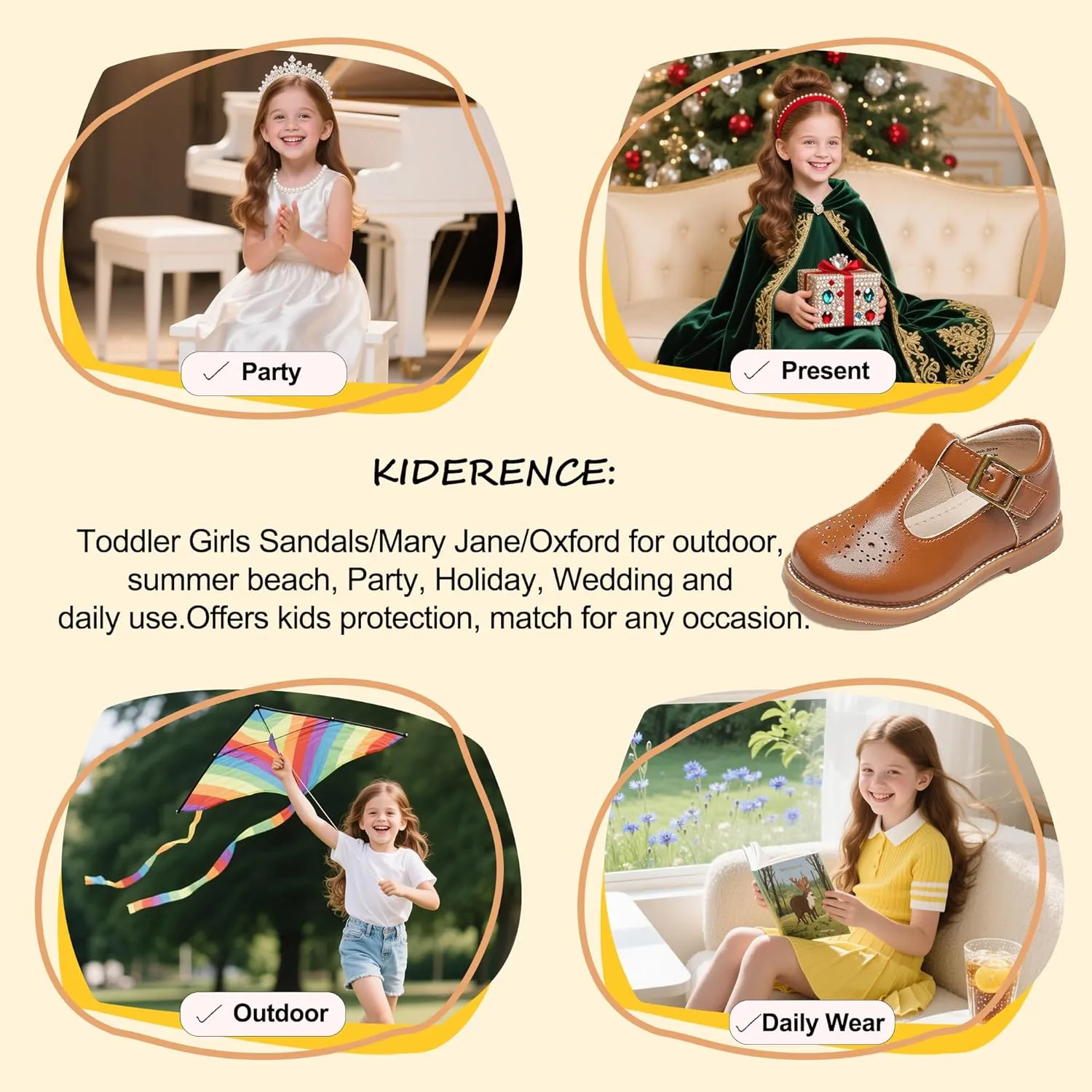 Kiderence Toddler Little Girls Mary Jane Dress Shoes School Oxford for Girls Flats