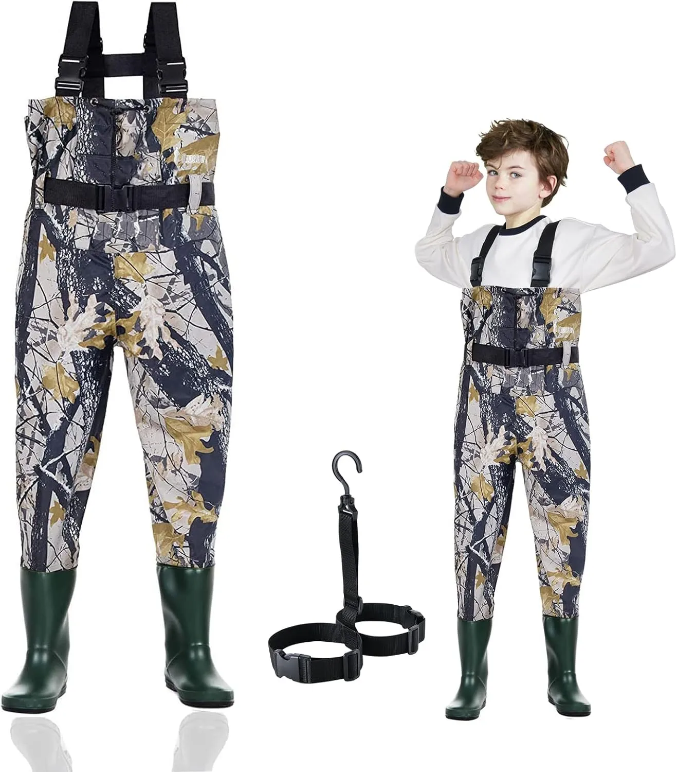 Kids Chest Waders for Toddler Children Waterproof Youth Fishing Waders for Boys Girls Hunting Waders with Insulated Boots