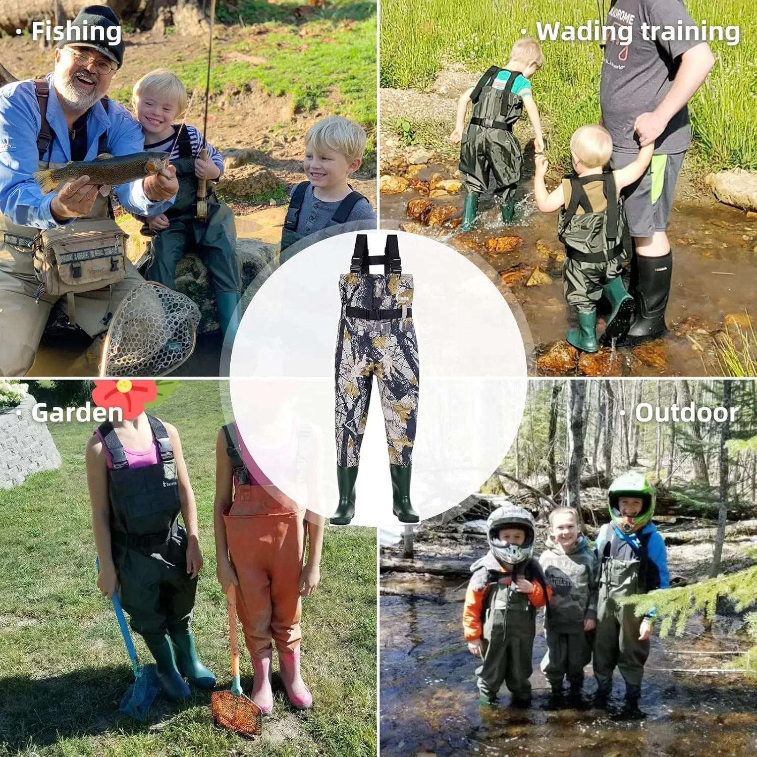 Kids Chest Waders for Toddler Children Waterproof Youth Fishing Waders for Boys Girls Hunting Waders with Insulated Boots