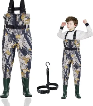 Kids Chest Waders for Toddler Children Waterproof Youth Fishing Waders for Boys Girls Hunting Waders with Insulated Boots