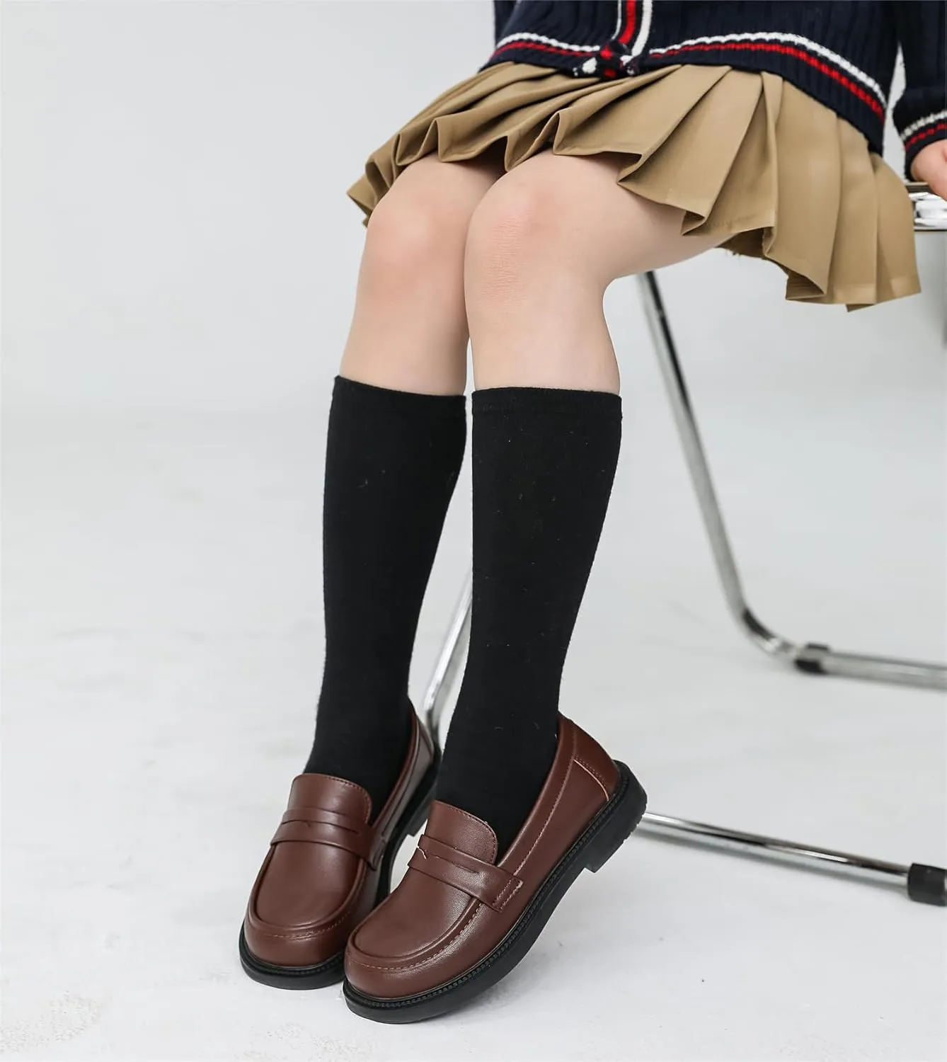 kkdom Girl's Classic School Uniform Shoes British Style Oxford Shoes