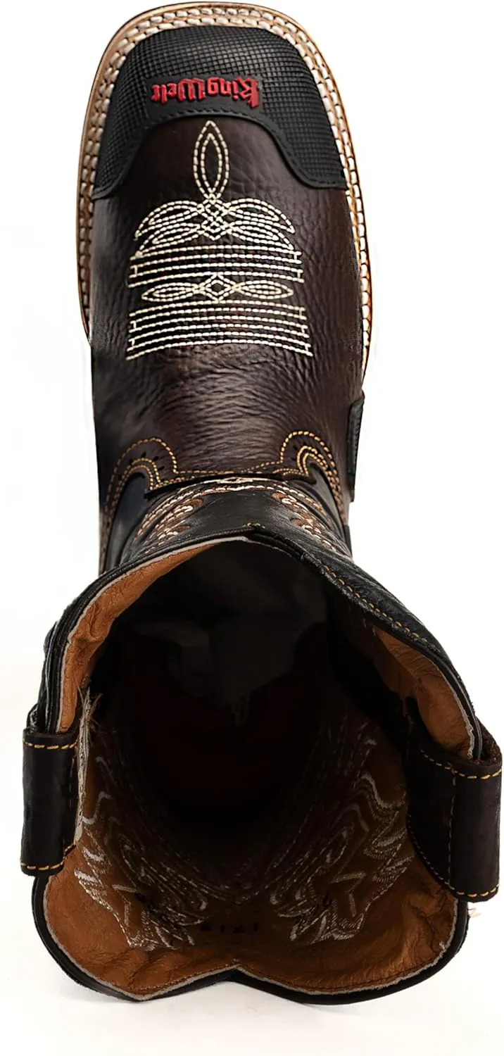 KW4020 Buffalo 10" Men's Leather Western Work Boot Rubber Reinforce Toe, Soft Toe, Square Toe Slip resistant