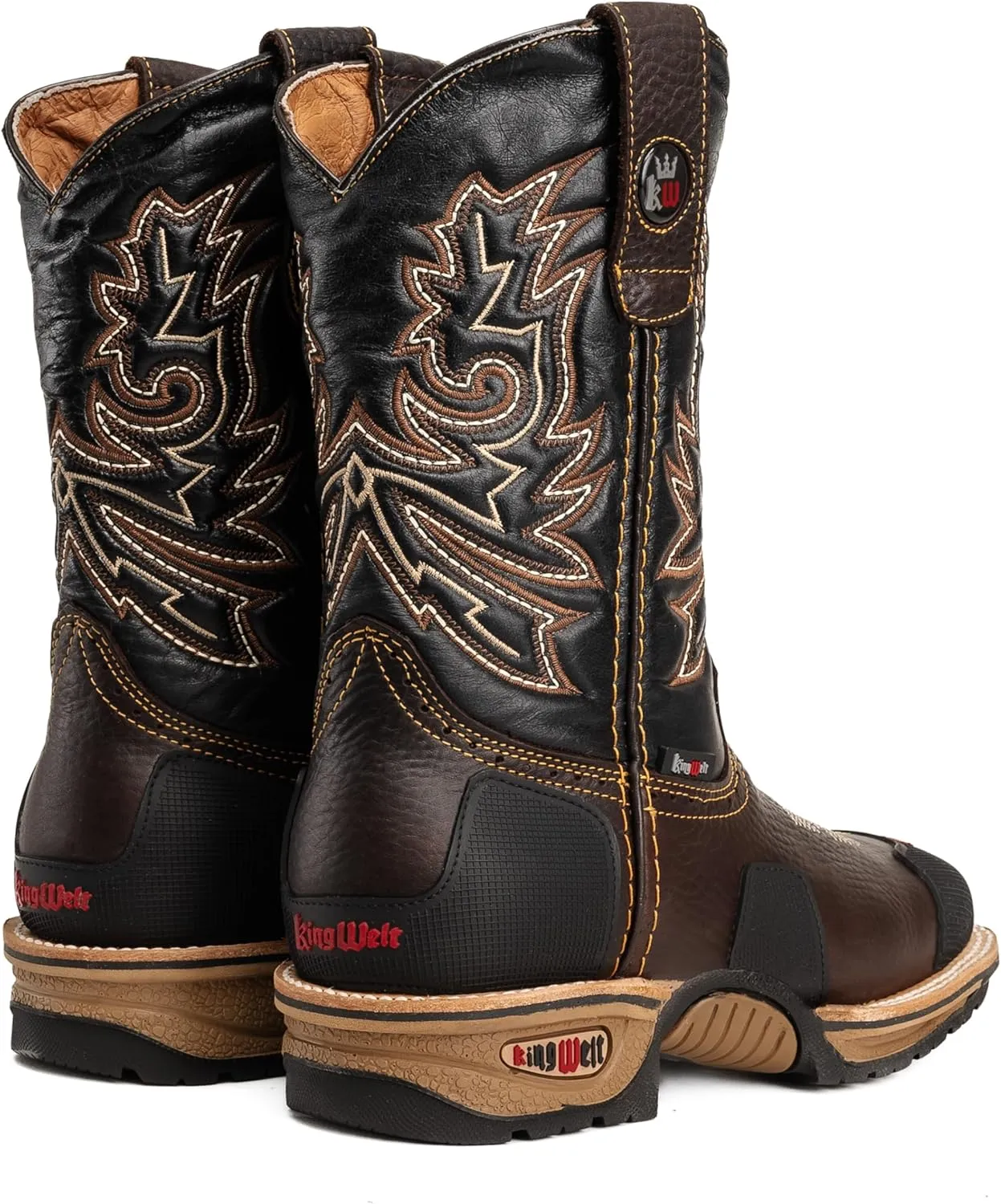 KW4020 Buffalo 10" Men's Leather Western Work Boot Rubber Reinforce Toe, Soft Toe, Square Toe Slip resistant