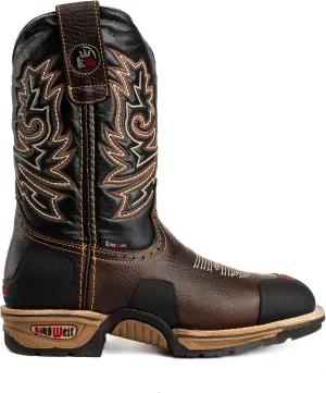 KW4020 Buffalo 10" Men's Leather Western Work Boot Rubber Reinforce Toe, Soft Toe, Square Toe Slip resistant