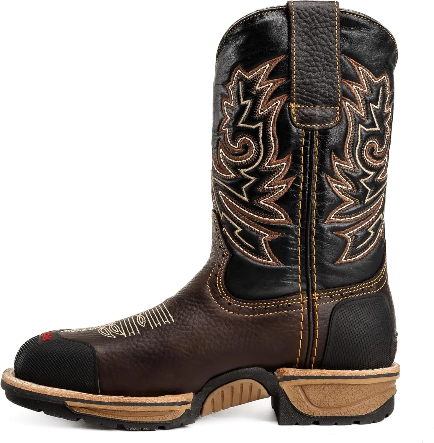 KW4020 Buffalo 10" Men's Leather Western Work Boot Rubber Reinforce Toe, Soft Toe, Square Toe Slip resistant