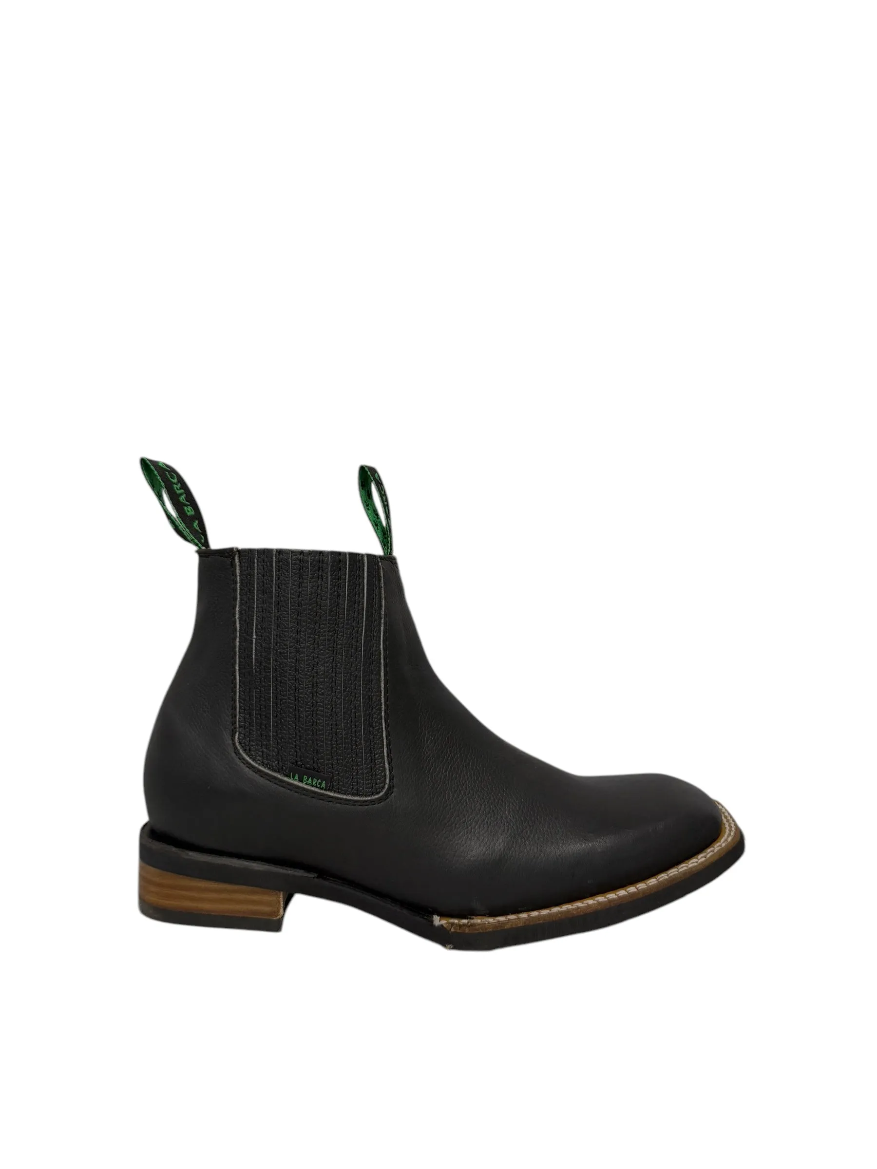 La Barca Oiled Leather Black Square Toe Ankle Boots - 953