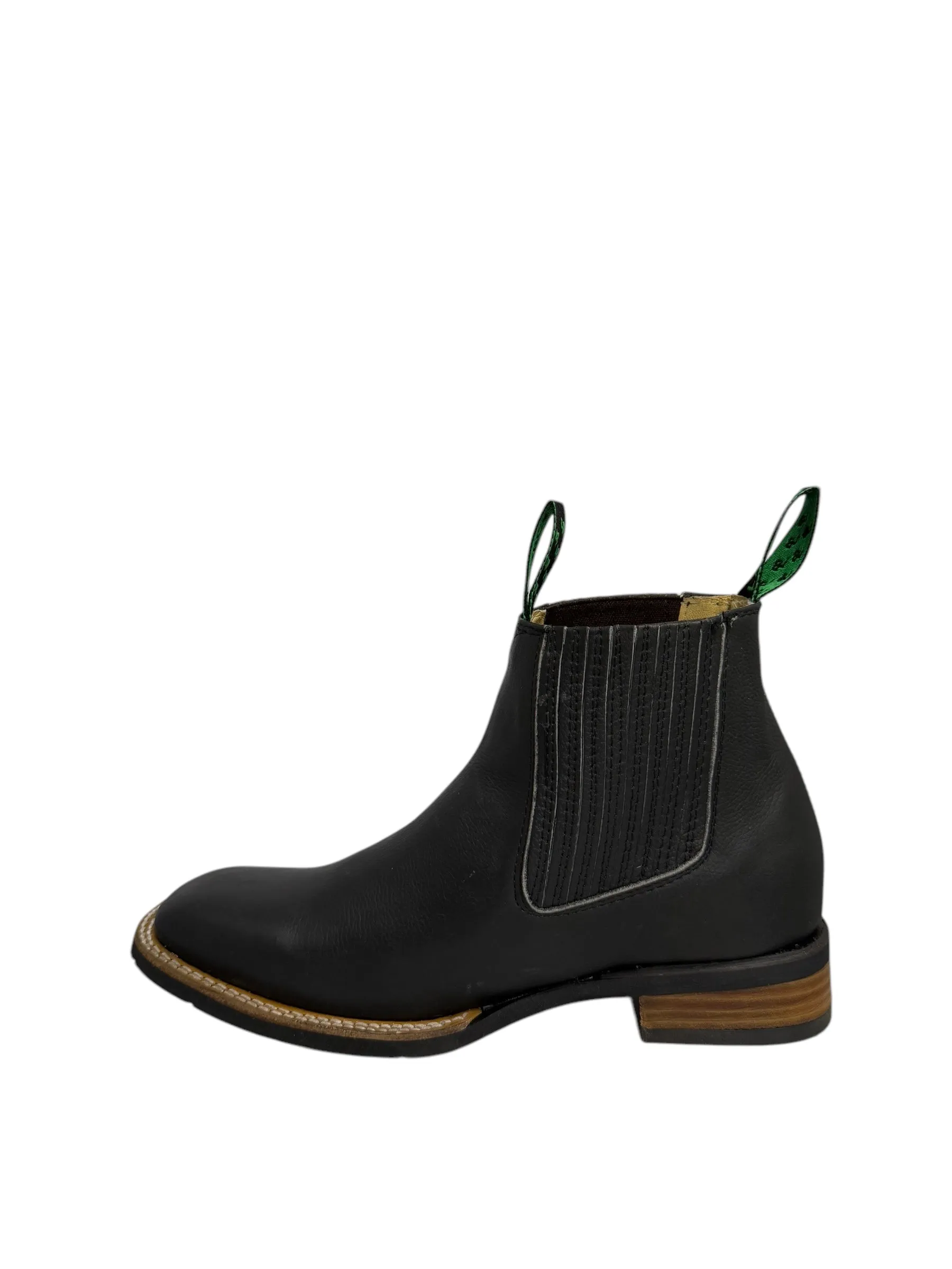 La Barca Oiled Leather Black Square Toe Ankle Boots - 953