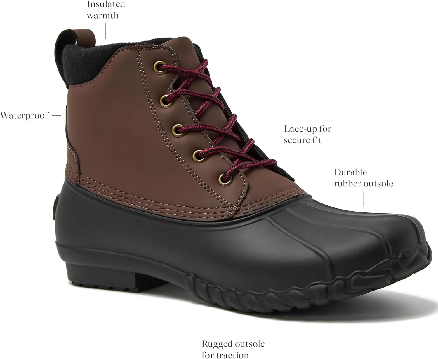Lands' End Dakota Waterproof Boots for Men - Insulated Warm Mens Duck Boots, Black or Brown, Size 7 to 15, Medium and Extra Wide Width - Winter, Snow or Rain Boots Men