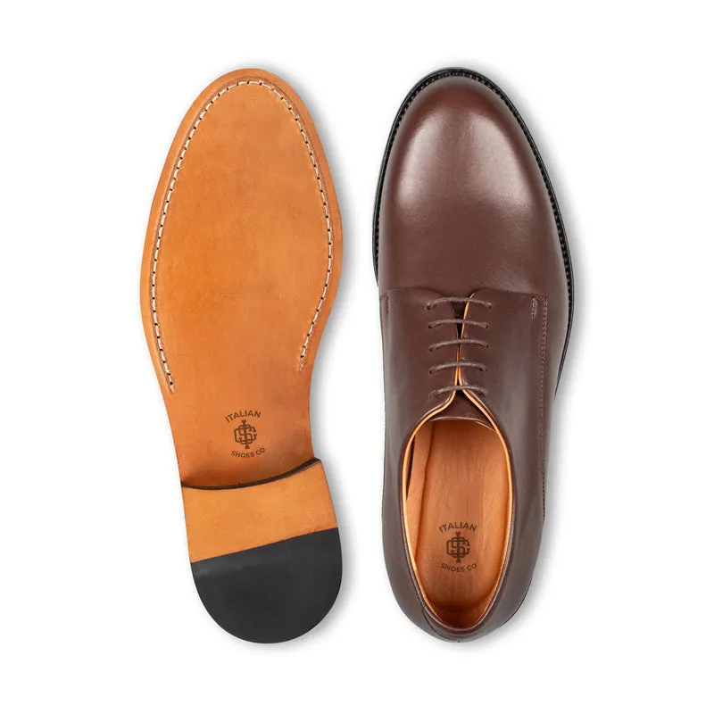 Leather Polished Plain Italian Derby Shoes