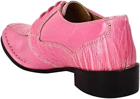 LIBERTYZENO Boys Animal Print Genuine Leather Kids Lace Up Oxford Dress Shoes for Easter Gift