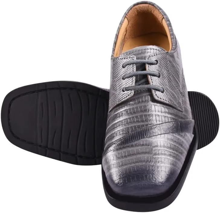 LIBERTYZENO Boys Lizard Print Genuine Leather Kids & Toddlers Lace Up Oxford Dress Shoes for Easter Gift