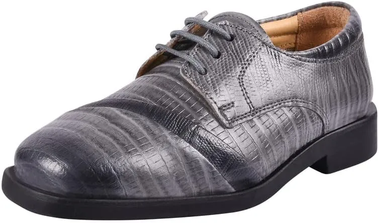 LIBERTYZENO Boys Lizard Print Genuine Leather Kids & Toddlers Lace Up Oxford Dress Shoes for Easter Gift