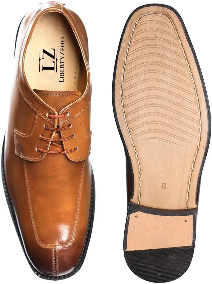 LIBERTYZENO Mens Hornback Print Genuine Leather Lace Up Oxford Dress Shoes