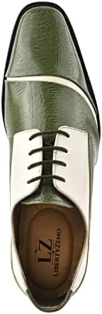 LIBERTYZENO Mens Wingtip Brogue Genuine Leather Adults Lace Up Oxford Dress Shoes for Easter Gift LS-1105