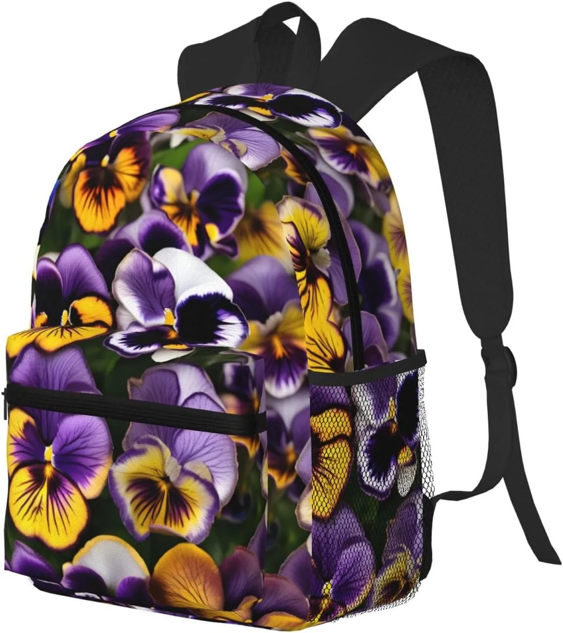 Lightweight Laptop Backpack,Casual Daypack Travel Backpack Bookbag Work Bag for Men and Women-Pansy Perfection Print