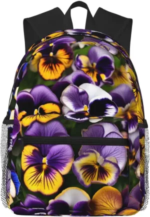 Lightweight Laptop Backpack,Casual Daypack Travel Backpack Bookbag Work Bag for Men and Women-Pansy Perfection Print