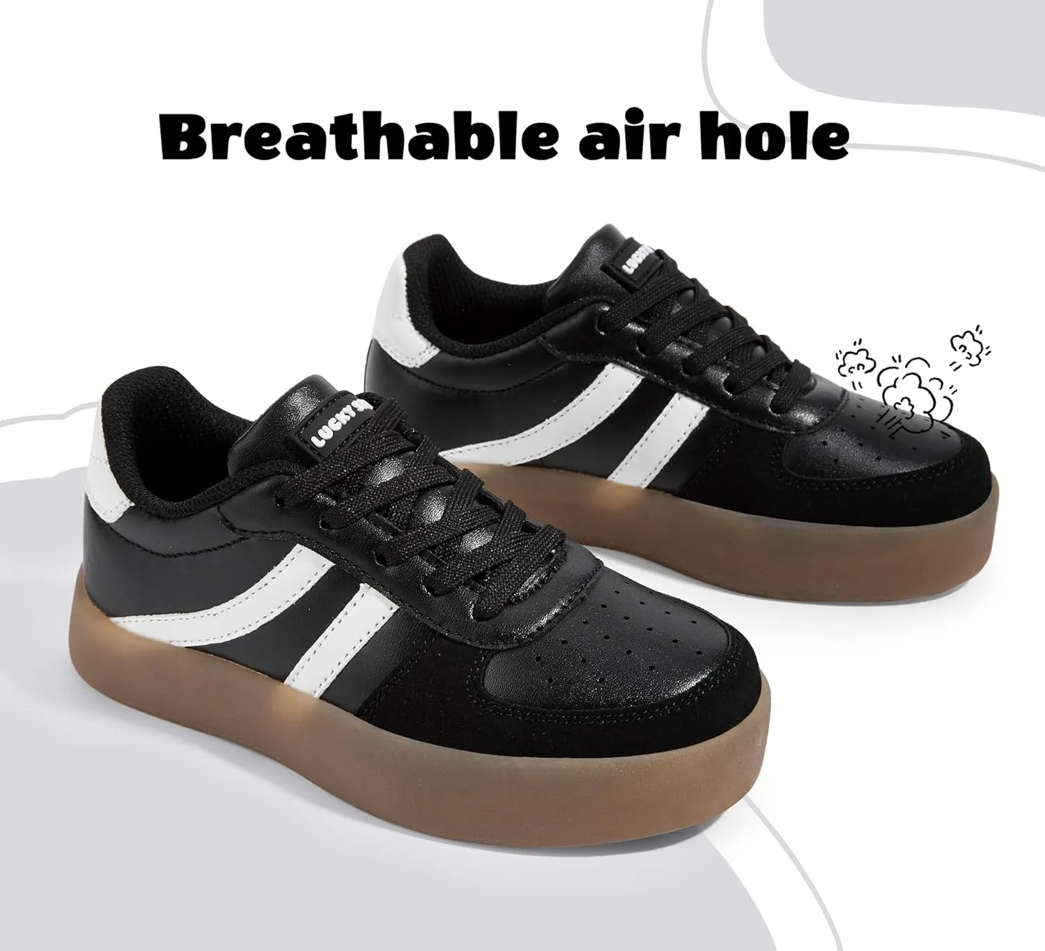 LUCKY STEP Unisex-Child Kid's Sneakers Lace Up School Fashion Platform Breathable Tennis Athletic Running Walking Shoes for Boys Girls