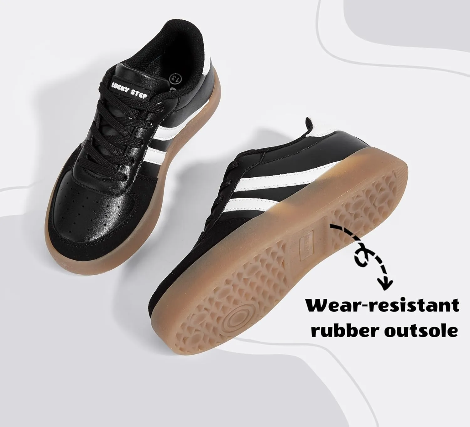 LUCKY STEP Unisex-Child Kid's Sneakers Lace Up School Fashion Platform Breathable Tennis Athletic Running Walking Shoes for Boys Girls