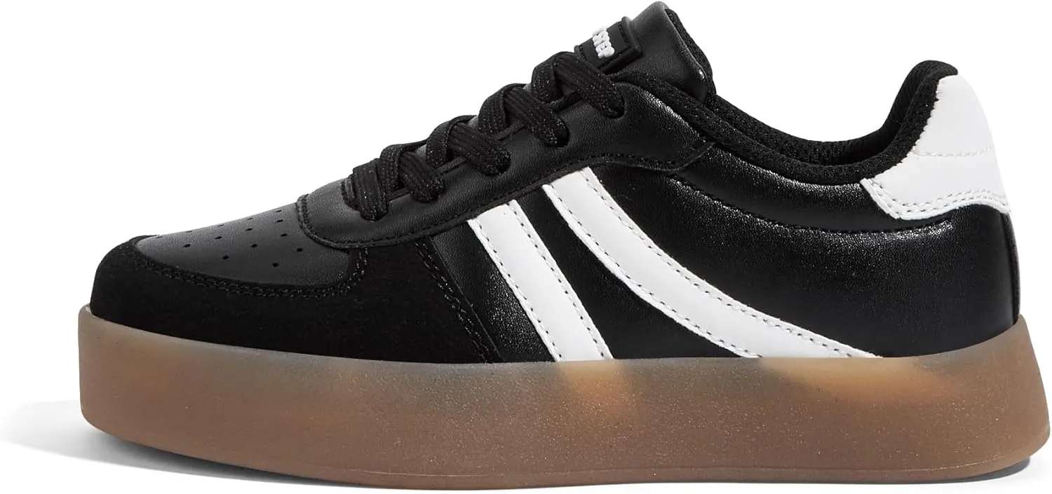 LUCKY STEP Unisex-Child Kid's Sneakers Lace Up School Fashion Platform Breathable Tennis Athletic Running Walking Shoes for Boys Girls