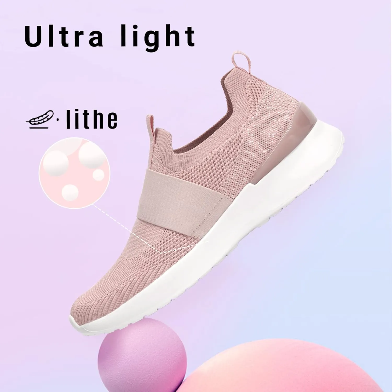 LUCKY STEP Women 's Mesh Slip on Walking Shoes Elastic Sock Comfortable Breathable Lightweight Fashion Sneaker