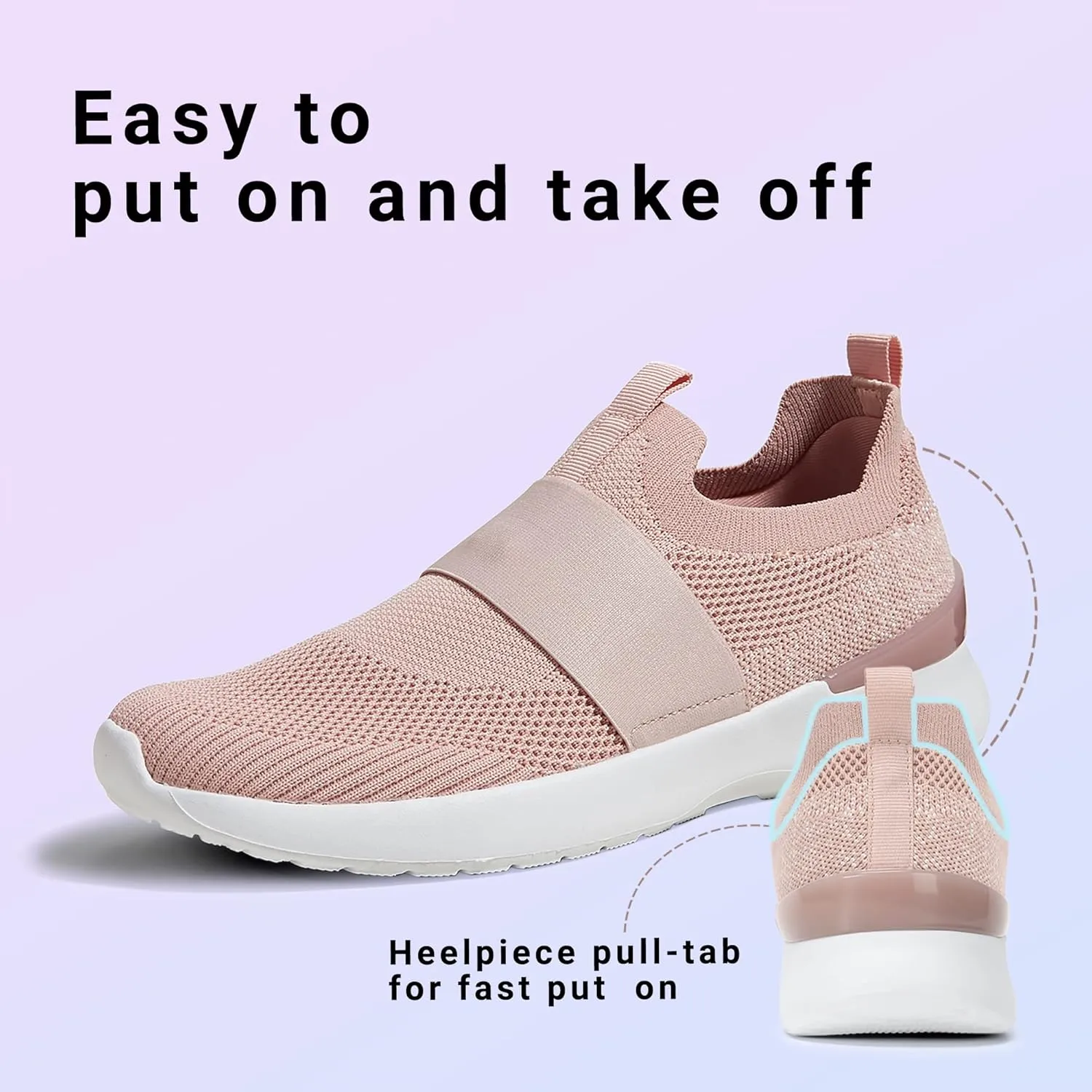 LUCKY STEP Women 's Mesh Slip on Walking Shoes Elastic Sock Comfortable Breathable Lightweight Fashion Sneaker