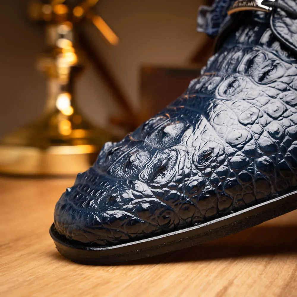 Marco Di Milano Nilo in Navy Crocodile Derby Dress Shoes