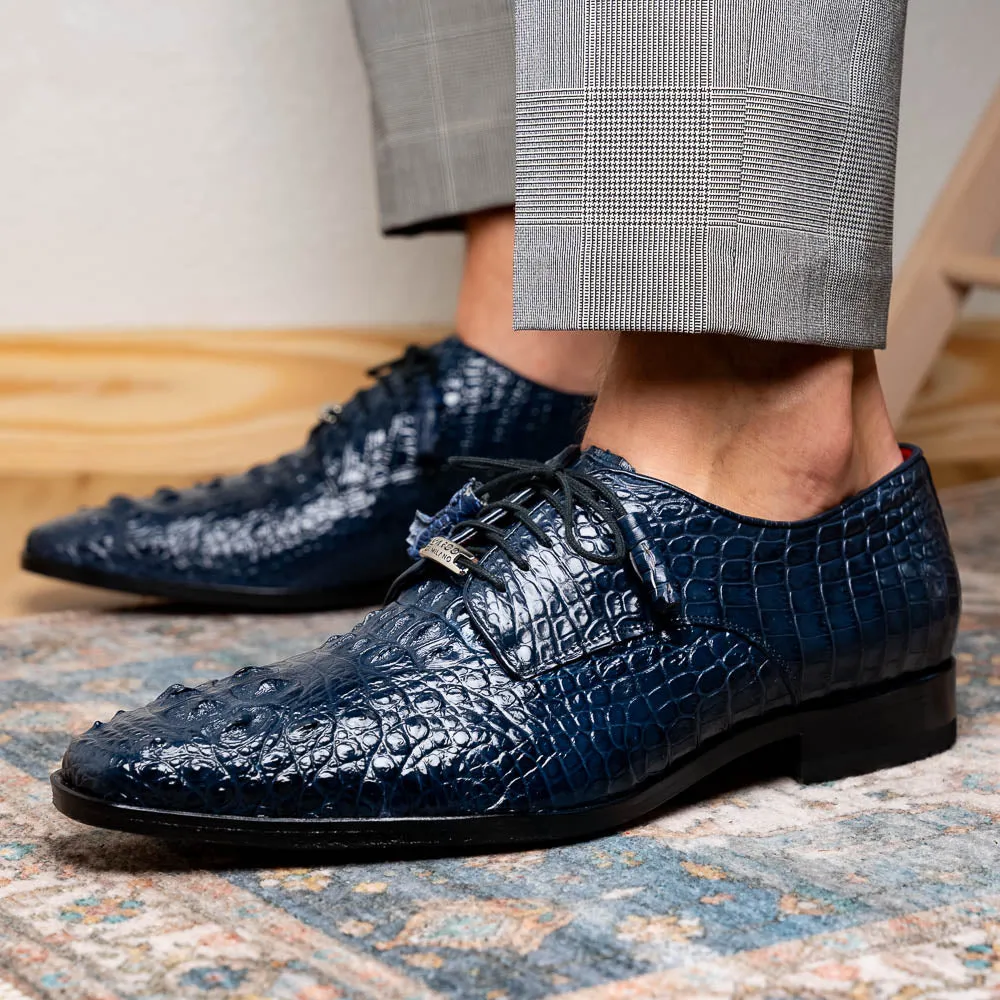 Marco Di Milano Nilo in Navy Crocodile Derby Dress Shoes