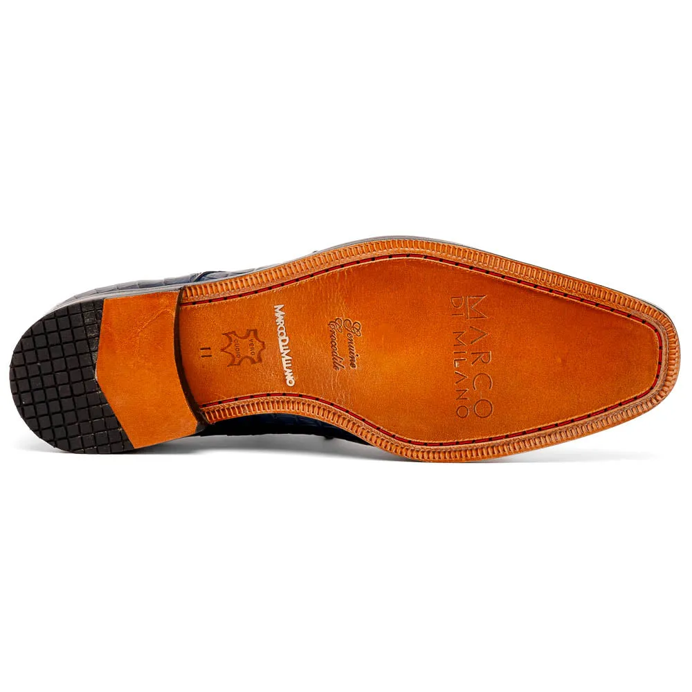 Marco Di Milano Nilo in Navy Crocodile Derby Dress Shoes