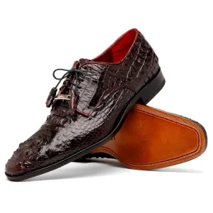 Marco Di Milano Nilo in Wine Crocodile Derby Dress Shoes