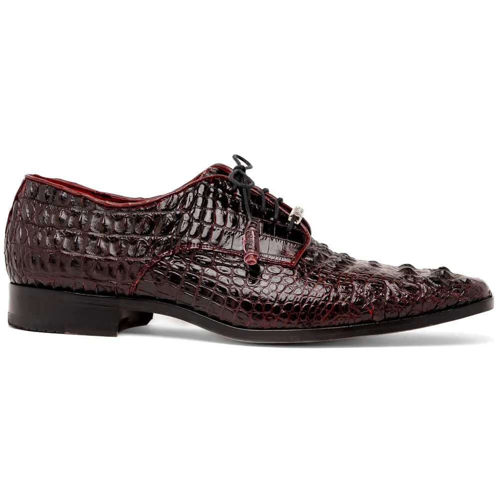 Marco Di Milano Nilo in Wine Crocodile Derby Dress Shoes