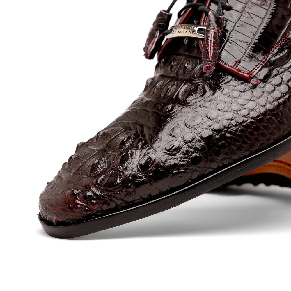 Marco Di Milano Nilo in Wine Crocodile Derby Dress Shoes