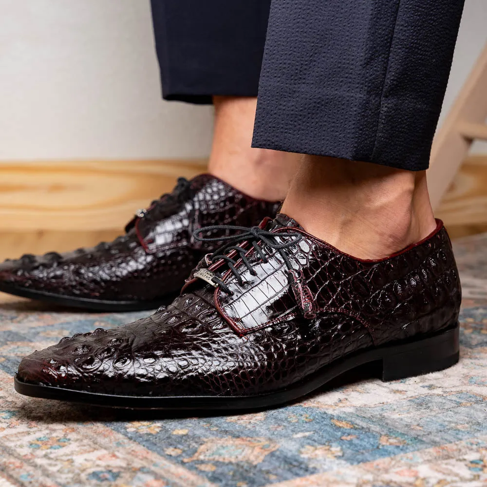 Marco Di Milano Nilo in Wine Crocodile Derby Dress Shoes