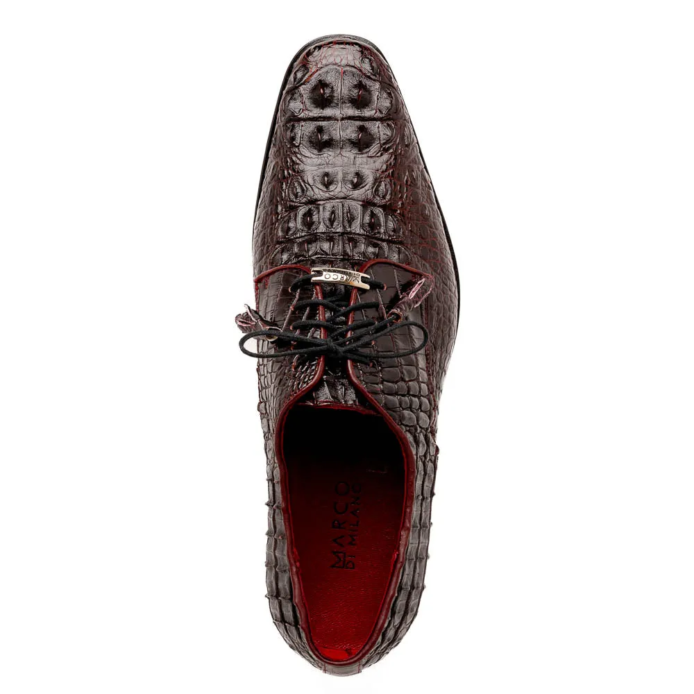 Marco Di Milano Nilo in Wine Crocodile Derby Dress Shoes