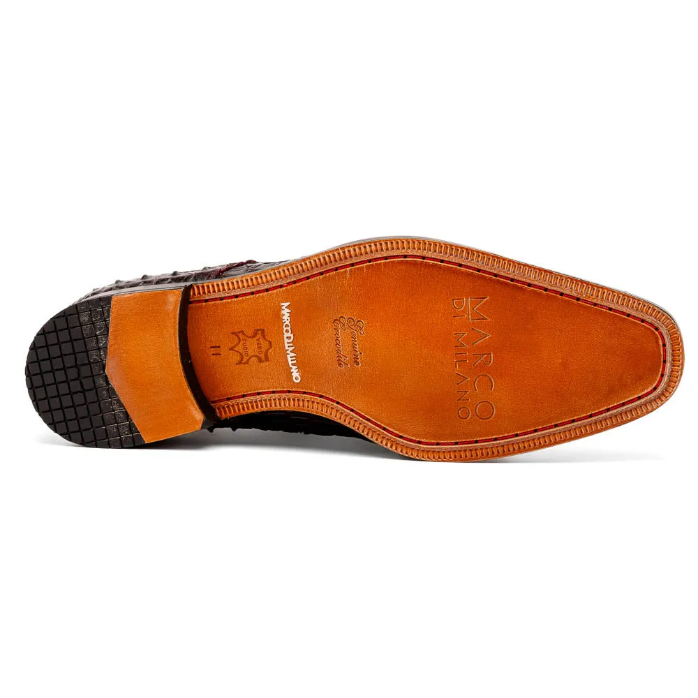 Marco Di Milano Nilo in Wine Crocodile Derby Dress Shoes
