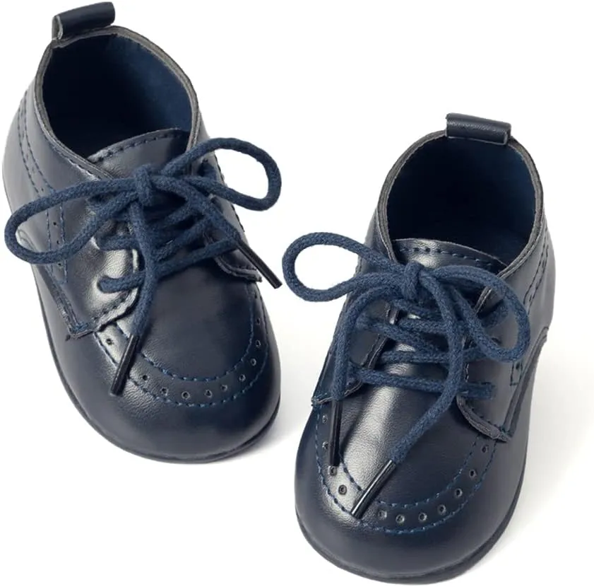 Meckior Infant Baby Boys Girls Classic PU Leather Wedding Loafers Brogue Toddler Oxford Dress Shoes First Steps Walking Flat Lazy Crib Shoe