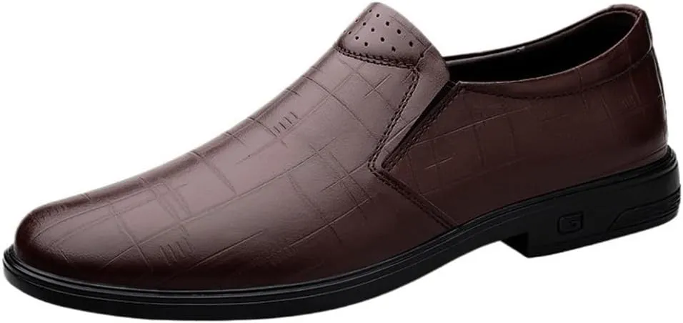 Men Leather Oxford Dress Shoes Slip On Casual Formal Classic Wedding Prom Anti Slip Low Top Comfortable