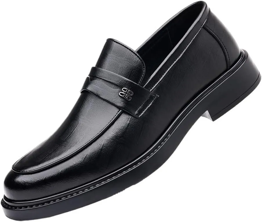 Men Leather Oxford Dress Shoes Slip On Pointed Toe Luxury Business Formal Wedding Casual Comfortable