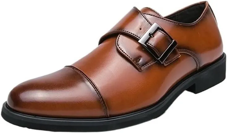Men Modern PU Leather Oxford Dress Shoes Lace Up Pointed Toe Solid Color Anti Slip Formal Prom Comfortable