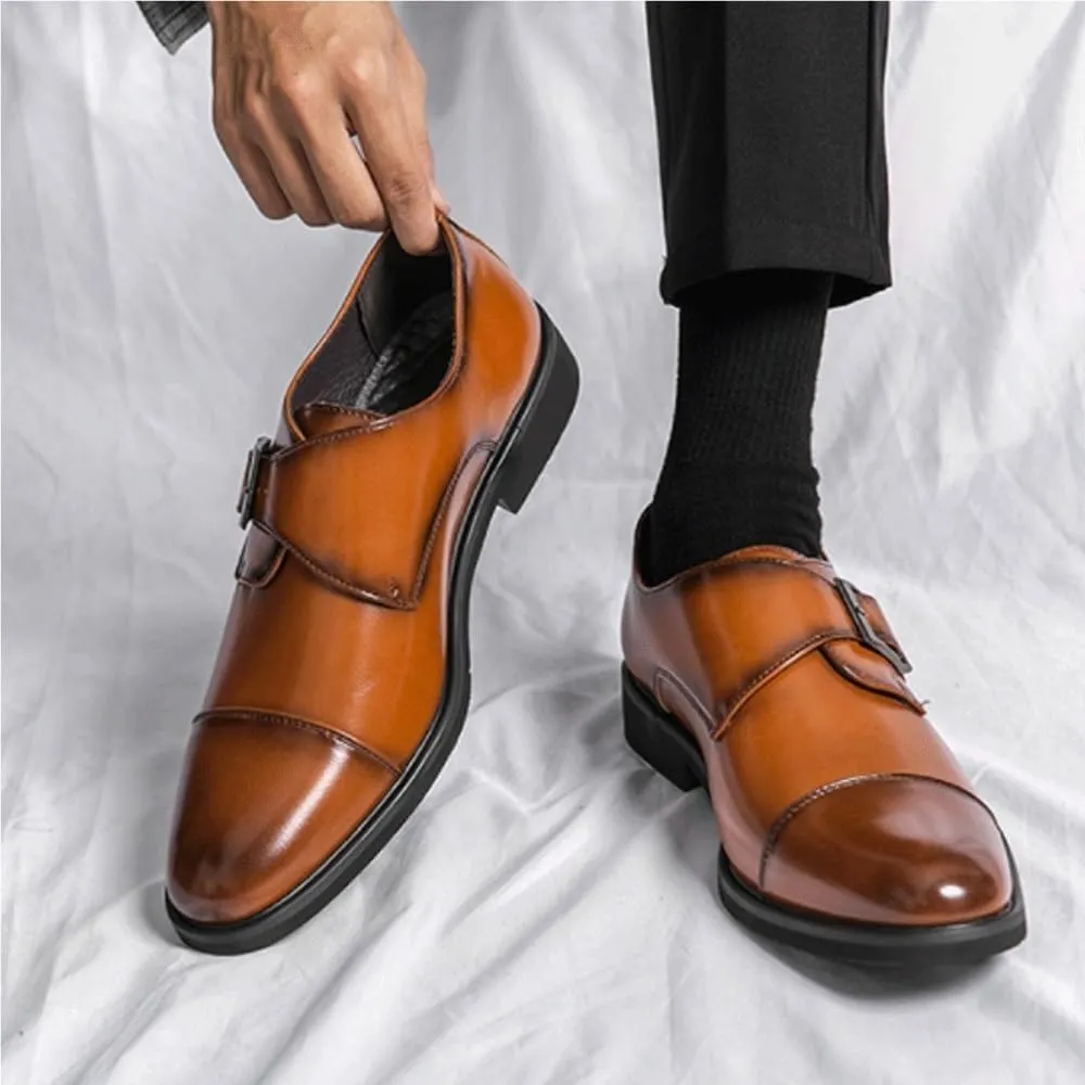 Men Modern PU Leather Oxford Dress Shoes Lace Up Pointed Toe Solid Color Anti Slip Formal Prom Comfortable