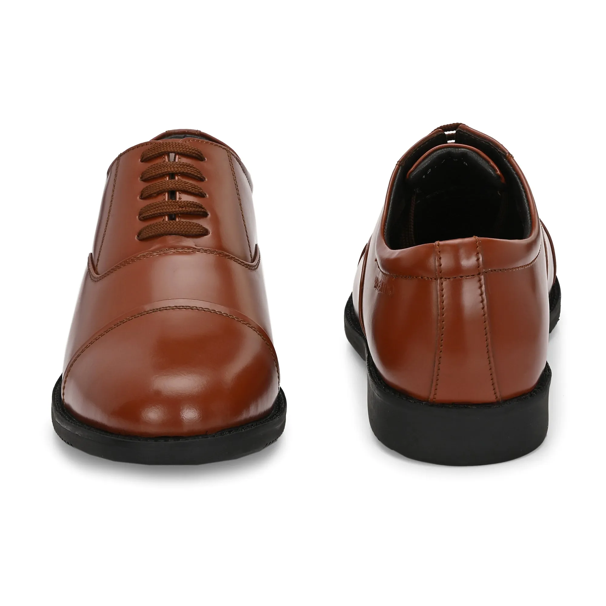 Men Premium Leather Tan Oxford Police Shoes | Available in Sizes 5 UK to 12 UK (Executive-Police-61-Tan)