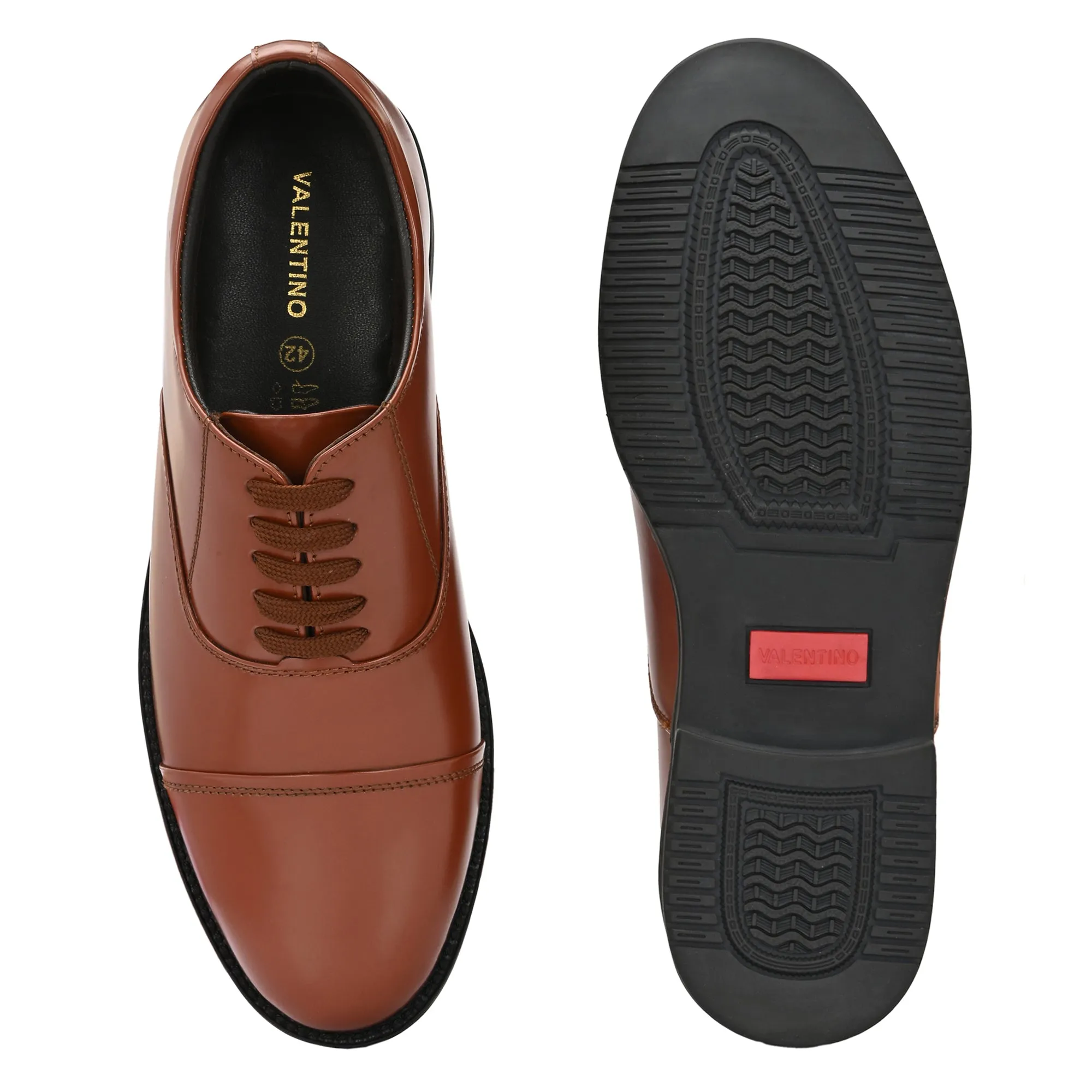 Men Premium Leather Tan Oxford Police Shoes | Available in Sizes 5 UK to 12 UK (Executive-Police-61-Tan)