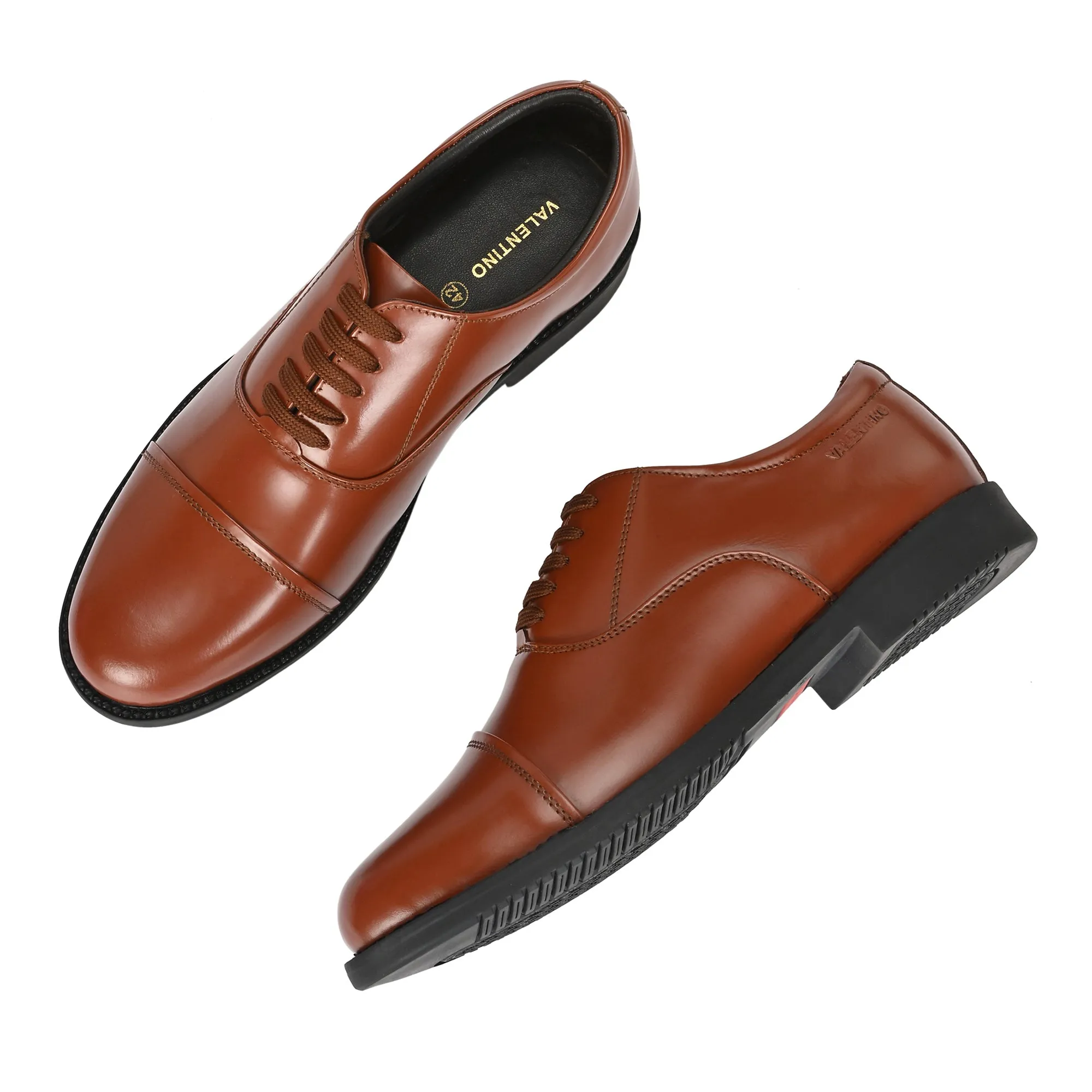 Men Premium Leather Tan Oxford Police Shoes | Available in Sizes 5 UK to 12 UK (Executive-Police-61-Tan)
