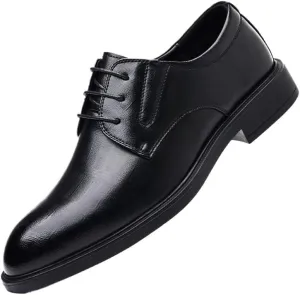Men's Black Patent Leather Brogue Shoes, Lace-Up Formal Dress Shoes, Casual Business Oxfords for Wedding, Party, Office