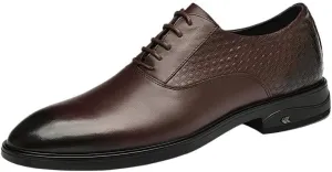 Men's Breathable Oxford Dress Shoes - Formal Business Casual Tuxedo Shoes with Trendy Plaid Upper for Office and Wedding