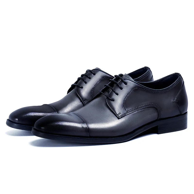 Men's Cap Toe Derby Shoes Polished Leather & Secure Lacing